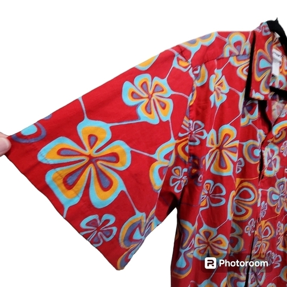 2XL Red Orange 100% Cotton Hawaiian Men's Casual Dress Shirt Office Party VCAY - Picture 5 of 8